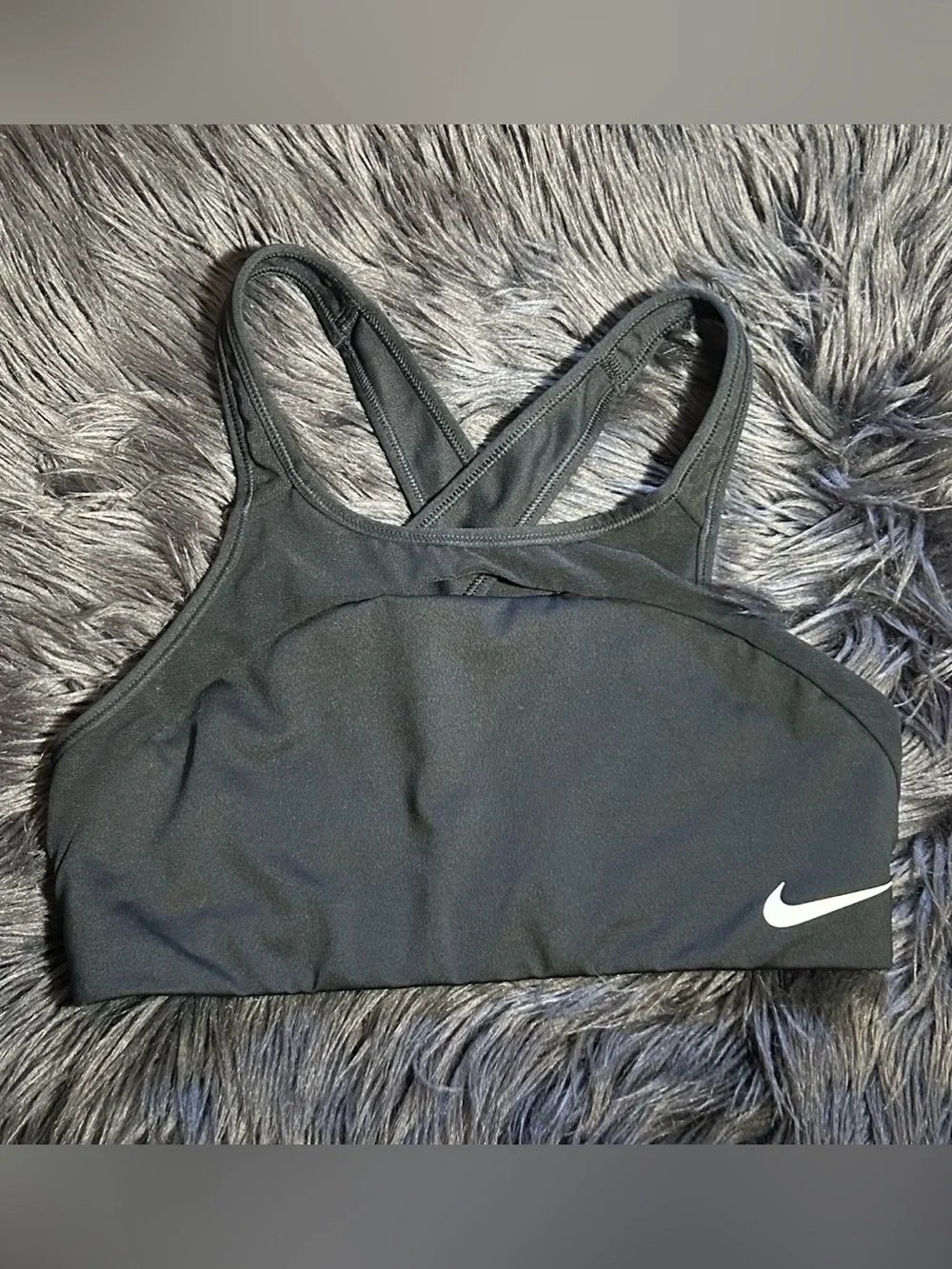 Nike Classic Swoosh Modern Women's Medium Support Sports Bra Black DRI-FIT SzM